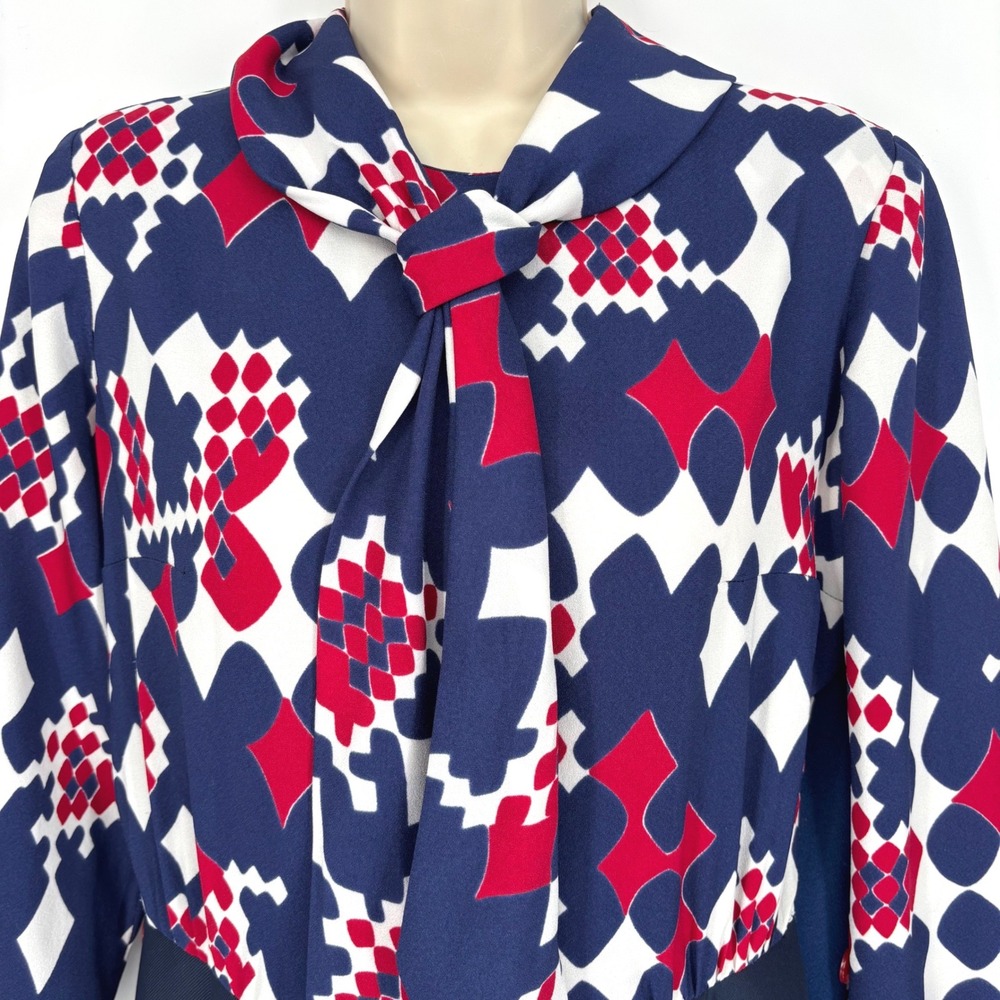 Vintage MOD Go Go Dress Covergirl of Miami Blue White Red Check Tie  Sz 12